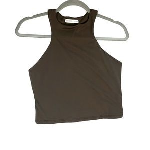 Sincerely Jules High neck “scuba style” crop tank - cocoa brown color, sz M